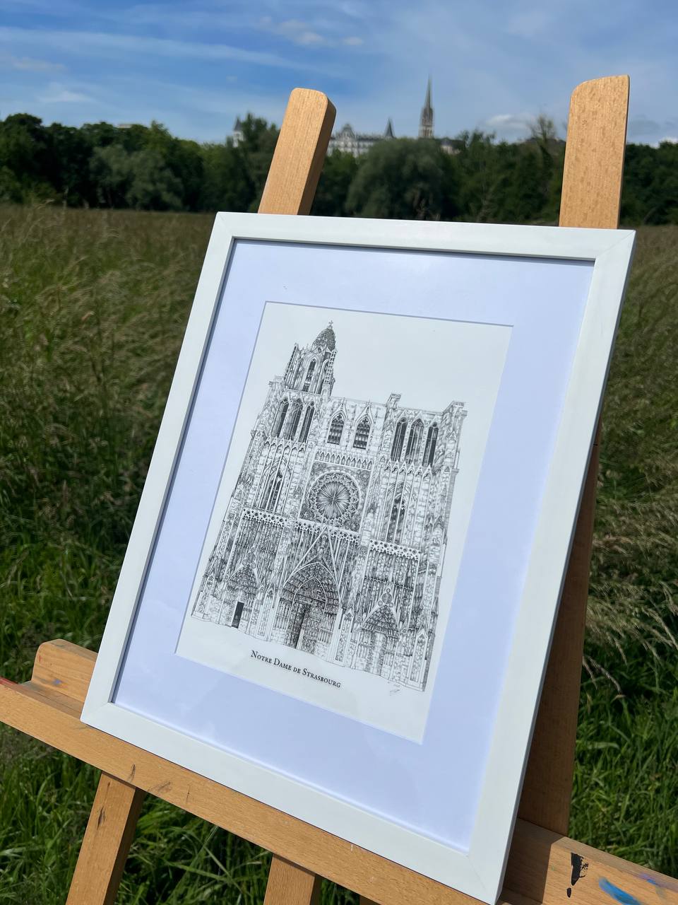 Cathédrale Notre-Dame de Strasbourg A4 Encadrée Noir ou Blanc