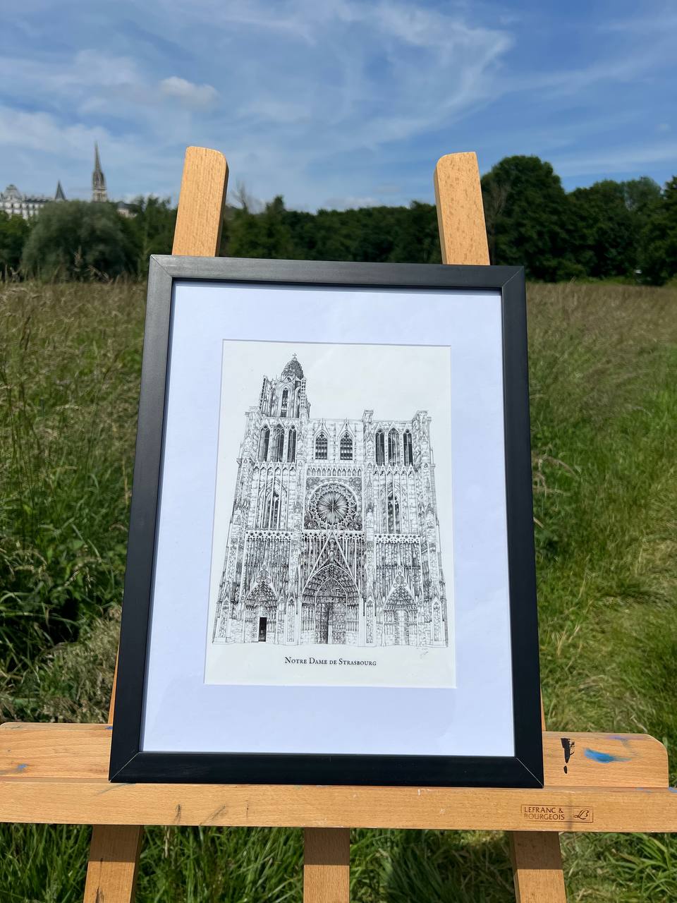 Cathédrale Notre-Dame de Strasbourg A4 Encadrée Noir ou Blanc
