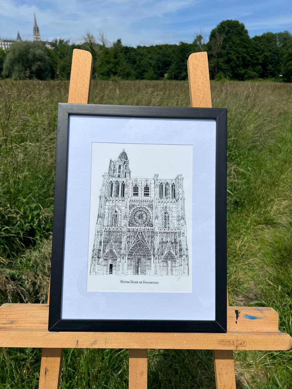 Cathédrale Notre-Dame de Strasbourg A4 Encadrée Noir ou Blanc