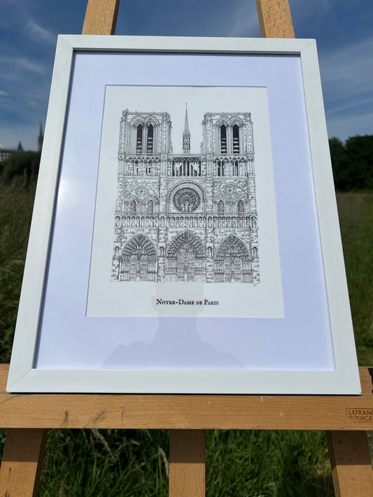 Cathédrale Notre-Dame de Paris A4 Encadrée Noir ou Blanc
